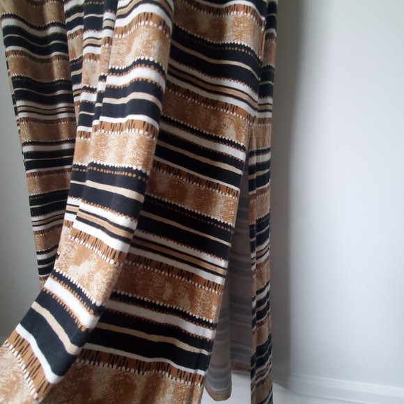 Women's Plus Size 4X Maxi Dress Crossover V Neck Striped Black & Brown Casual - Picture 8 of 13